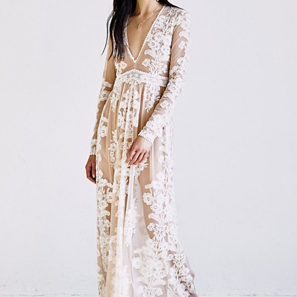For Love and Lemons Temecula Dress S Nude/Ivory